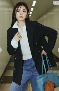 Mila Owen 金釦ダブルブレストロングブレザー