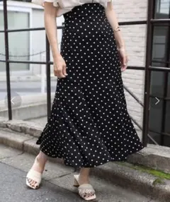 ナイスクラップ　バックレースアップマーメイドスカート　ドット　ロング　ブラック