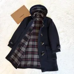 美品　バーバリーズ　ダッフルコート　ノバチェック　ネイビー　ウール　英国製 M