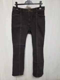 裏起毛 ストレートデニムパンツ ブラック