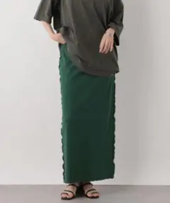 LOWRYS FARM カットメロータイトスカート グリーン ロングスカート