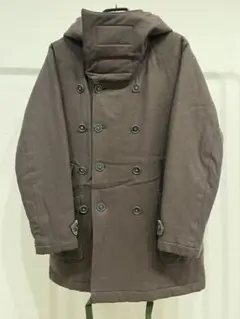 中綿 ミリタリーコート ダブル ウール/ナイロン カーキ