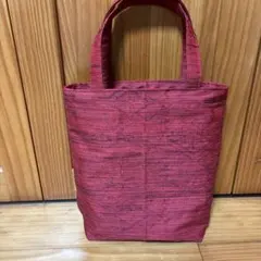 406 帯リメイクバッグ　赤のトートバッグ
