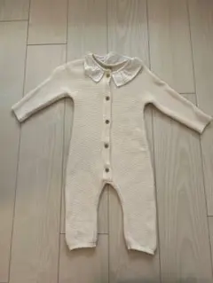 petit main フリル襟ニットカバーオール　80ss