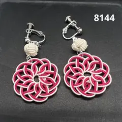 ハンドメイド【水引】イヤリング　白×桃色