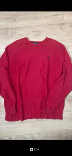 90s Polo Ralph Lauren ラルフローレン　コットンニット　赤