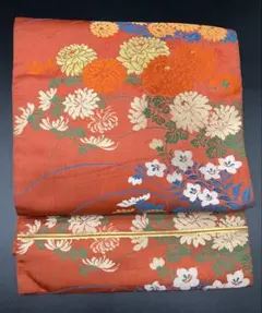 高級　正絹　洒落帯　名古屋帯　アンティーク　アンティーク　花柄　草花　403