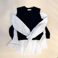 ペプラムブラウス　ニットベストセット　マタニティ