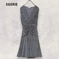 EGERIE 花柄 ワンピース M ネイビー フレンチスタイル フラワー