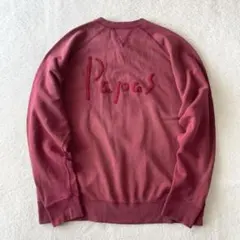 Papas パパス ヘンリーネックスウェット 背面ロゴ刺繍トレーナー ボルドーのサムネイル
