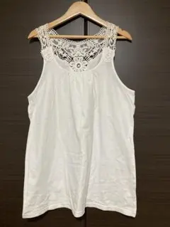 GUレース切り替え タンクトップ ホワイト XL(l128)のサムネイル