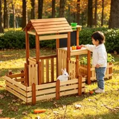 天然木製ガーデニングキット 農園遊びセット コンパクト 屋外