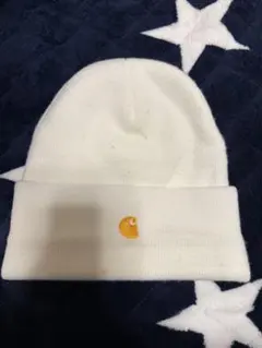 ホワイト ニット帽 ロゴ入り