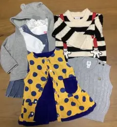 子供服　70〜80cm 6 点　パーカー・セーター・ベスト・スカートまとめ売り