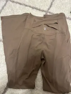 Yomomentブラウン ハイウエスト フレアヨガパンツ