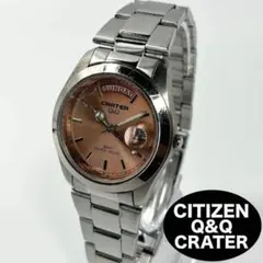 CITIZEN Q&Q CRATER クォーツ デイデイト 時計 稼働 新品電池