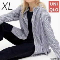 UNIQLO コットンストライプシャツ XL ネイビー ⭐️未使用⭐️綿100%