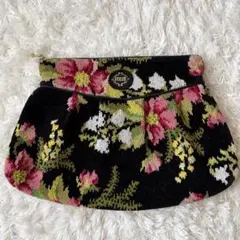 【希少】 FEILER フェイラー ポーチ 花柄 シュニール織 ブラック バラ