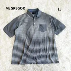 マックレガー　McGREGOR ストライプ ポロシャツ グレー　胸元ロゴ　LLのサムネイル