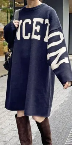 スピックアンドスパン ビッグロゴニットワンピース