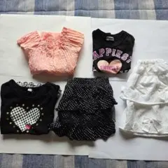 子供半袖Tシャツ、ワンピース、スカート　110.120サイズ　5点