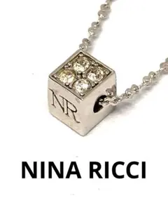 NINA RICCI ニナリッチ ネックレス ロゴ キューブ ストーン シルバー
