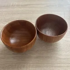 木製の丸型ボウル 訳あり 2個セット