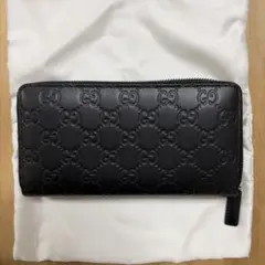 【極美品】GUCCI グッチ シマ ラウンドファスナー 長財布 ブラック レザー