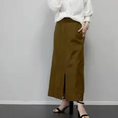 タグ付き　ファニーカンパニー　コットンリネンスリットドロストスカート　カジュアル
