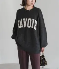 ボンジュールサガン　サガラ刺繍ニットプルオーバー　チャコールグレー　○11