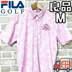 【早い者勝ち✨】フィラゴルフ メンズ 半袖 ポロシャツ M ピンク系 総柄