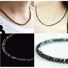 ブラックスピネル風 ネックレス メンズ レディース 兼用