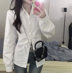 Honeyspot 無地柄 レースアップフロント シャツ