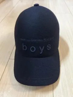 希少L！コムデギャルソンシャツボーイズ　ウールキャップロゴ　ネイビー　廃盤！