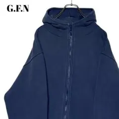 古着 G.F.N 肉厚ジップアップパーカー 紺 L フェード スウェット y2k