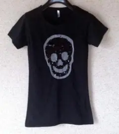 スカルプリント フィットTシャツ 黒