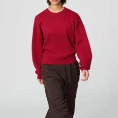 ユニクロ C　スムースコットンクルーネックセーター　15レッドＬサイズ