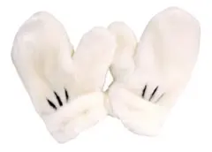 美品 ディズニーリゾート 限定 ミッキーマウス ハンド 白 ミトン ファー 手袋