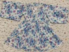 【帯付き】キッズ 浴衣ワンピース 110cm 花柄 ブルー 紫 女の子