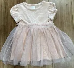 H&M 半袖ベビードレス　70サイズ　ピンク　チュールワンピース