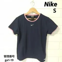 NIKE DRI-FIT 半袖トップス S ネイビー×ピンク スポーツウェア