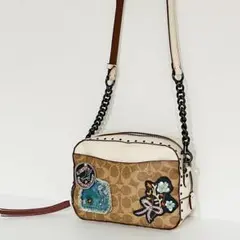 極美品　coach パッチワーク　PVC チェーンショルダーバッグ　ワッペン