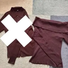 リブニットポロトップスセット