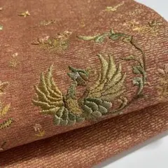 美品 赤茶系の唐織袋帯 四季草花 松竹梅 菊 吉祥文様 セミフォーマル 金糸 美品 赤茶系の唐織袋帯 四季草花 松竹梅 菊 吉祥文様 セミフォーマル