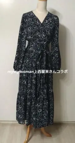 新品タグ付きmysty woman上西星来さんコラボカシュクール花柄ワンピース