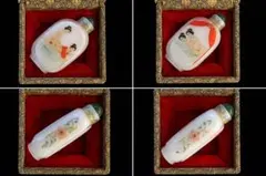 超希少⭐️中国⭐️鼻煙壺びえんこ⭐️ガラス 人物画 花唐草 アンティーク⭐️専用箱付‼️のサムネイル