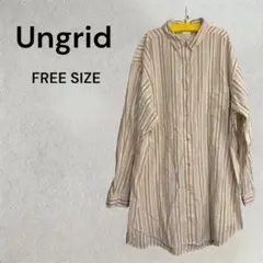 Ungrid アングリッド　ストライプシャツ　総柄シャツ　長袖　ベージュ