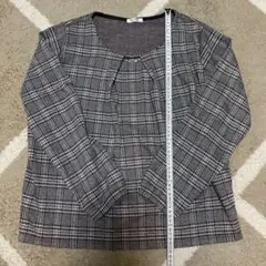 GLACIER チェック柄 長袖カットソー パール調装飾 L