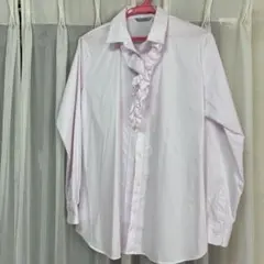 894 ナラカミーチェ ストライプフリルシャツ ストレッチ ピンク 白 0
