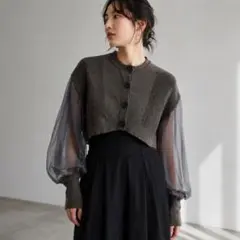 UN3D アンスリード 24AW シースルースリーブカーディガン ニット シアーのサムネイル